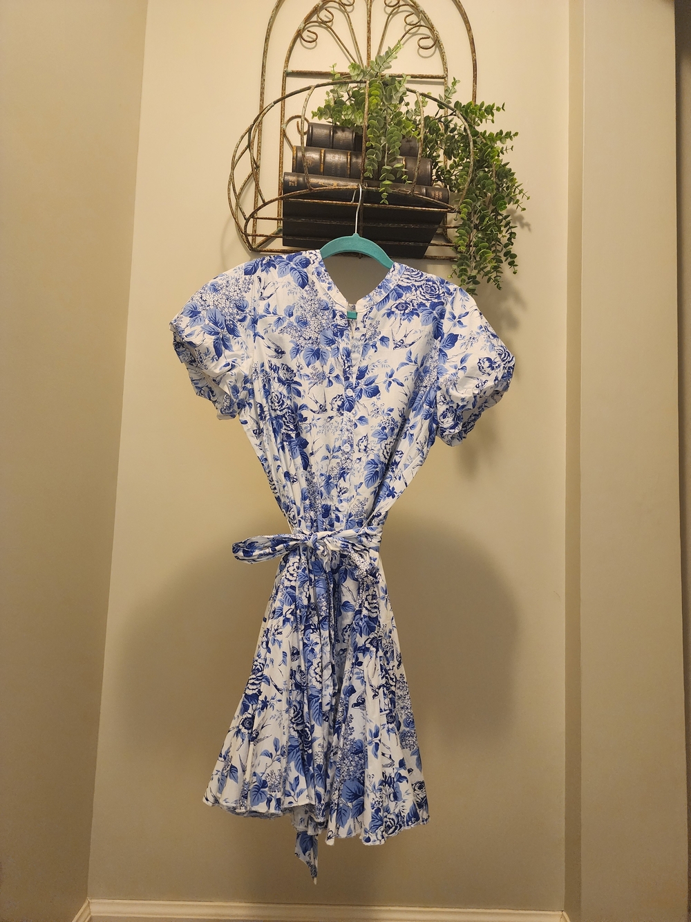 Baltic Born Blue & White Floral Tie-Waist Mini Dress